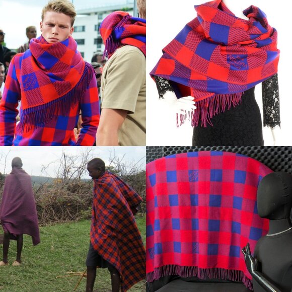 LOUIS VUITTON Damier Masai Large Wool Rug Blanket - RARE - Picture 15 of 16